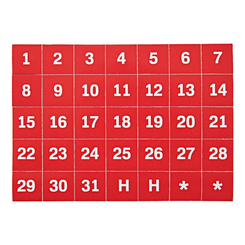 MasterVision Magnetic 1-31 Calendar Board Numbers, Set of 35-1" Calendar Dates, White on Red, Perfect Magnets for Dry Erase Planning Boards - Image 1